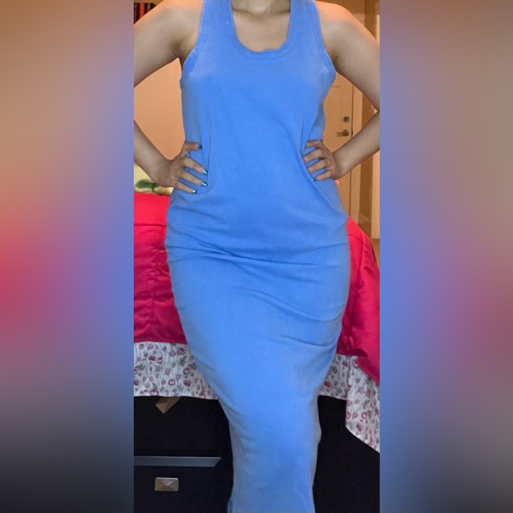 Blue t shirt racer back midi dress
